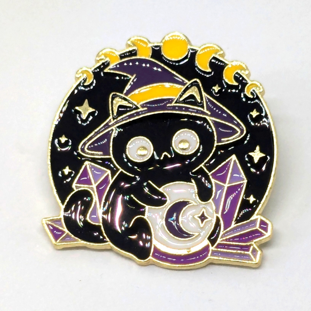 Spooky Crystal Cat Pin